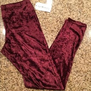 Eye Candy Burgundy Maroon Velvet Leggings Large